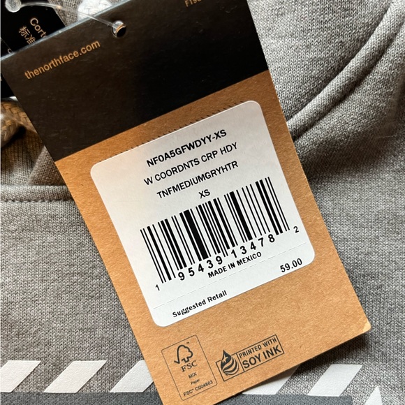 NWT The North Face Coordinates Graphic Cropped Hoodie XS - Picture 8 of 9